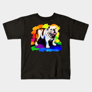 English Bulldog Rainbow Painting Kids T-Shirt